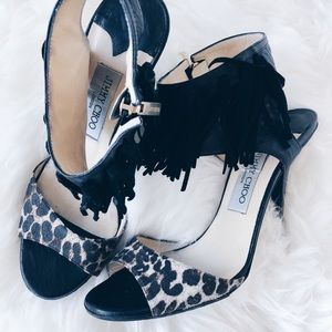 Nadja Leopard Print Suede/Leather Heels